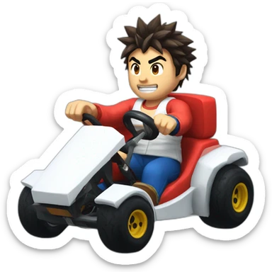 Ryu in  Mario kart driving sticker