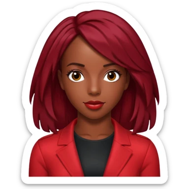 Kelly Rowland with dark red hair, red outfit sticker