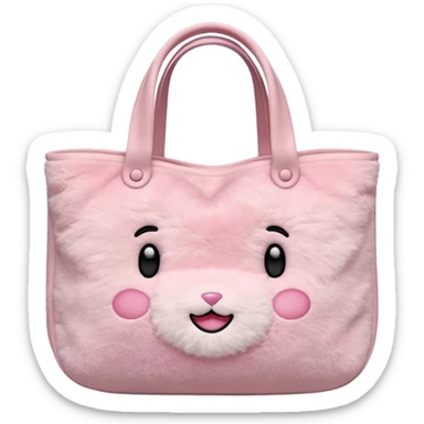 Aesthetic pink plush tote bag sticker