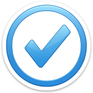 A check mark in a completely blue circle like a max sticker