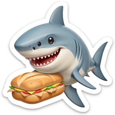 Shark with a loaf of bread on its head sticker