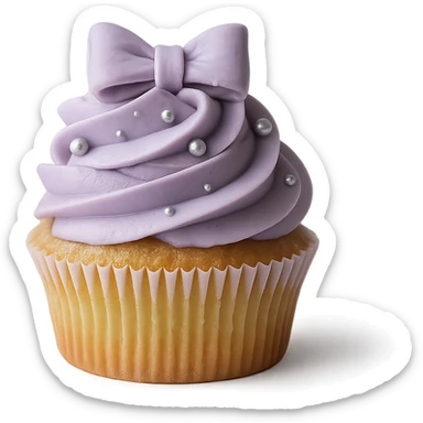 Change the icing to taro flavor with light purple color, creamy and slightly glossy texture, keep the realistic cupcake and accessories, photorealistic style, transparent background. sticker