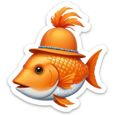 fish with orange feathered hats sticker