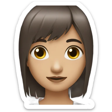 dark-brown-long-hair-fringe-girl-with-black -eyes Download emoji sticker