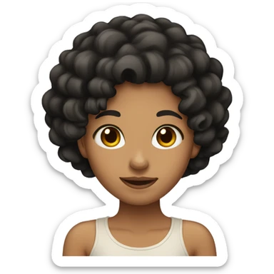 girl emoji with tan skin and black curly hair sticker