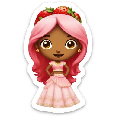 strawberry shortcake in a lehenga  sticker