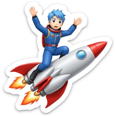 satoru gojo riding a rocket ship boom! sticker