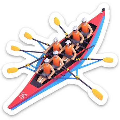 four-person Olympic rowing boat with professional racing style, four rowers included, detailed, top-down view sticker