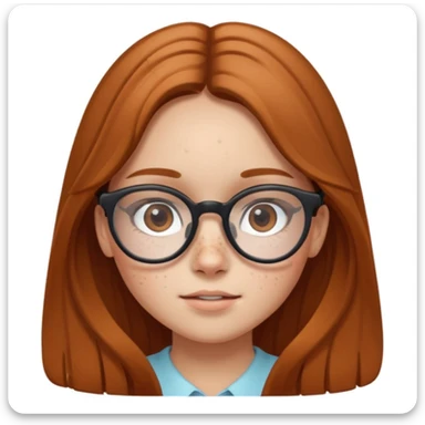 Une adolescente avec des taches de rousseurs, des grandes lunettes, des cheveux châtains clair longs et lisses et des yeux marrons  sticker
