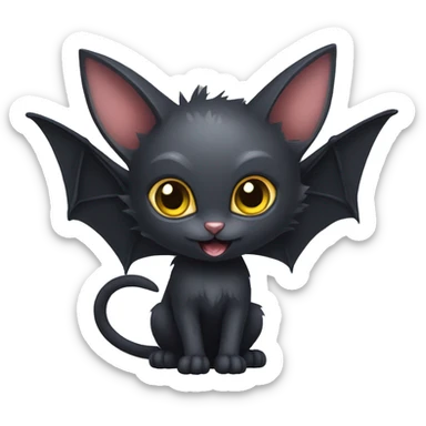 Black-Vampire-Batty-Lykoi-Cat-Fakémon-Cat With Bat-wings for ears sticker