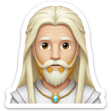 Baldr, God of Light from Gods and Goddesses with long platinum blonde hair and beard, white outfit sticker