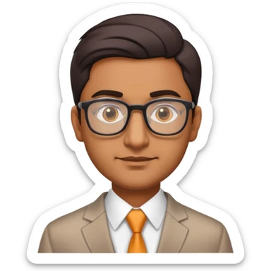 Indian finance bro with glasses, business attire, confident expression sticker