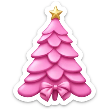 pink christmas tree with bow ornaments sticker