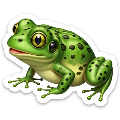 frog trying to catch a fly with tongue out and crossed eyes sticker
