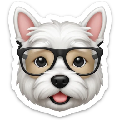 Westie Dog with all black glasses sticker