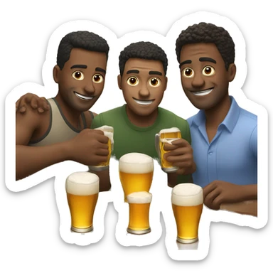 Three men friends drinking beer sticker