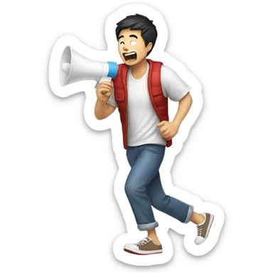Chinese guy who hasn’t slept in 5 days yelling in a megaphone and running barefoot sticker