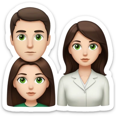White man brown eyes and 50's short dark BROWN hair and white woman with long brown hair and green eyes sticker