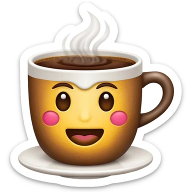 Cinematic Realistic Colombian Coffee Pop Culture Emoji, showcasing a steaming cup of rich, aromatic coffee that epitomizes Colombian culture rendered with detailed textures and warm, inviting lighting. sticker