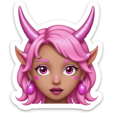glitter pink girl naughty selfie glitter pink horns sticker