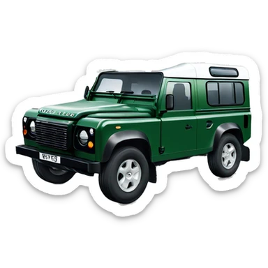 Land Rover defender with Christmas tree tied to top sticker