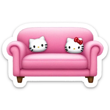 fuzzy pink hello kitty couch  sticker