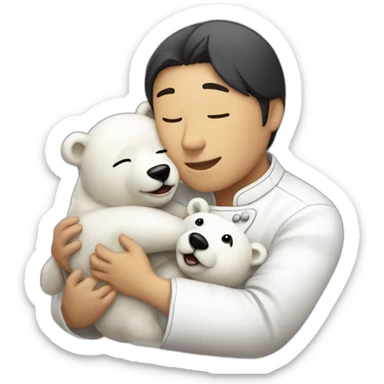 Man Chef filipina black with baby polar bear sleeping to back him sticker