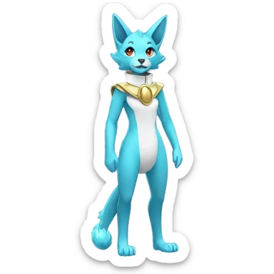 Shiny Anthro Sona Fakemon Nebula with a collar Full Body sticker