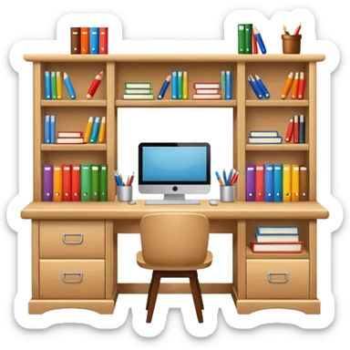 Make a.study table emoji with shelves. sticker