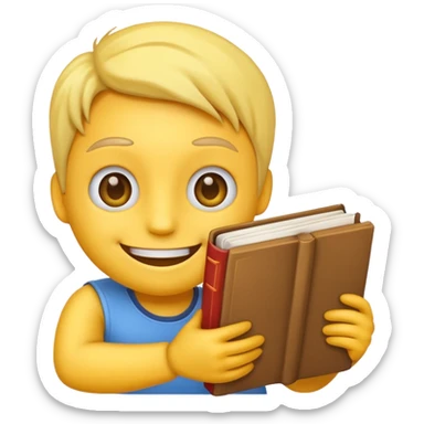 A emoji with a book in its hands like these but combined 😁📖 no pink thing on its face  sticker
