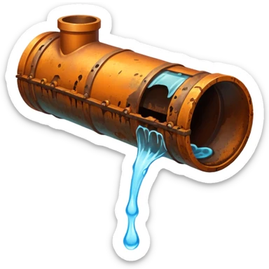 sewer pipe with leaking water rust clear sticker