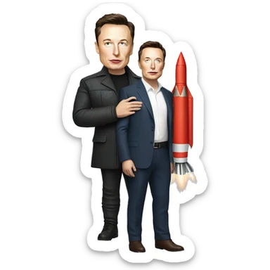 elon musk with rocket in hand sticker