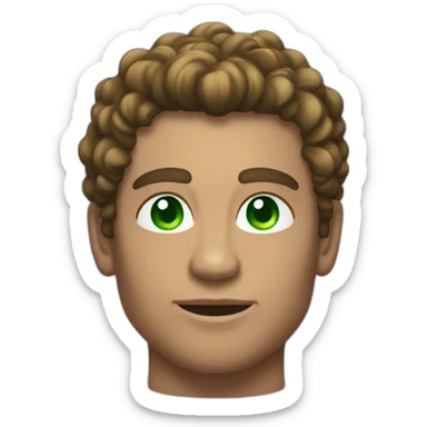 Bodybuilder with green eyes and semi long brow curly hair model face etc rizz god  sticker