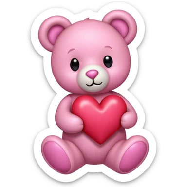 pink teddy bear with hearts sticker