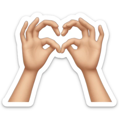 two hands creating a heart sticker