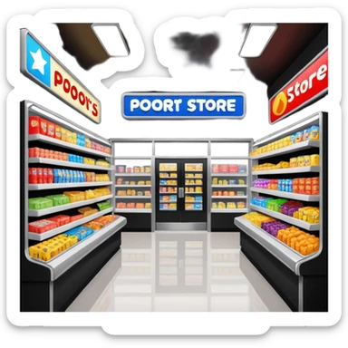 Convenience store named poor store and more sticker