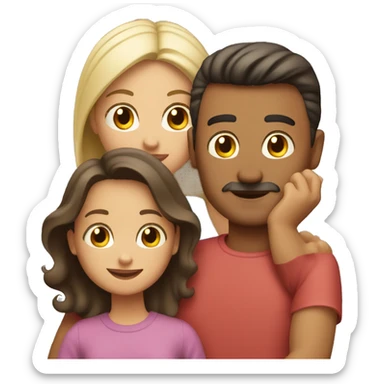 Family (Latino dad and 2 kids girls and white mom) sticker