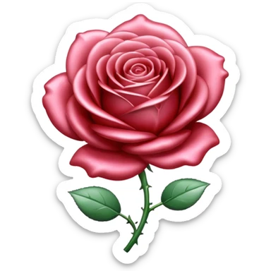 A rose emoji made of liquid silver metal minimalistic iOS emoji style, centered, sticker