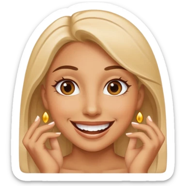  a woman totally happy with the biggest smile sticker