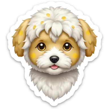 maltipoo white and light yellow spots sticker