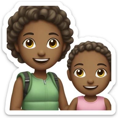 smiling girl outdoors with baby sticker