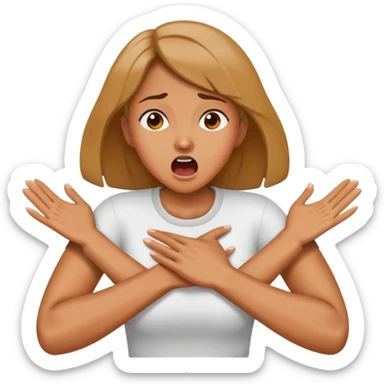 woman arms crossed choking screaming sticker