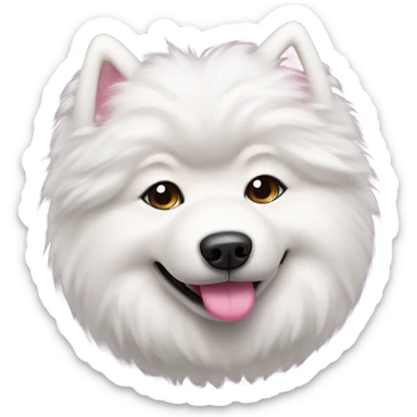 Samoyed dog with a pink knot between the ears sticker