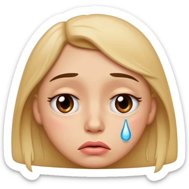 sad face with a pouty bottom lip sticker