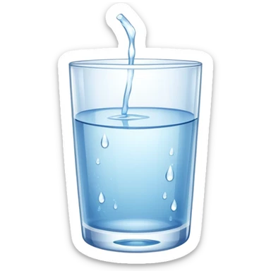 glass of water with water droplets, refreshing and clear sticker
