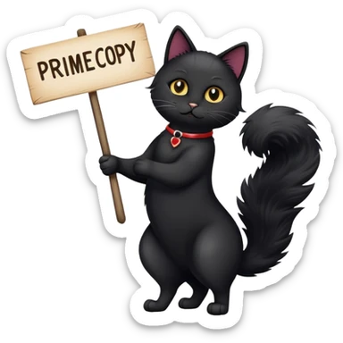 Black Cat holding a sign with the inscription "PrimeCopy" sticker