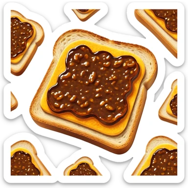 Cinematic Realistic Vegemite on Toast Dish Emoji, depicted with a generous spread of savory Vegemite on perfectly toasted bread, rendered with vibrant textures and warm lighting that captures its uniquely Australian flavor. sticker