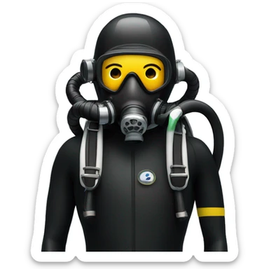Rebreather diver with twin hoses in black wetsuit sticker