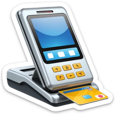 Icono de una terminal de pago con una tarjeta MOBIL sticker