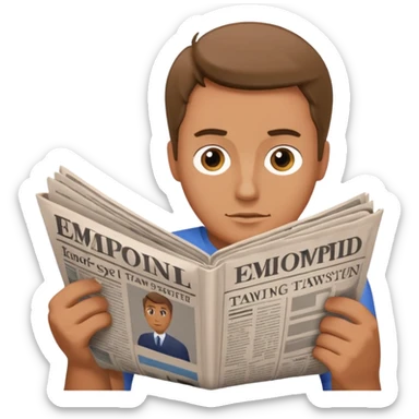 man Folding newspaper sticker